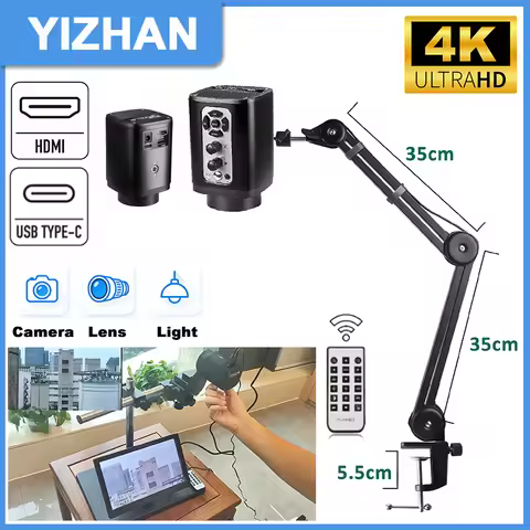 YIZHAN 3IN1 Camera Lens Light Electron Video Microscope 4K IMX415 UHD Welding Tools 160X Adjustable 
