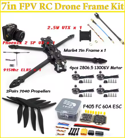 MARK4 7inch FPV Racing Drone Frame Kit F405 FC 60A ESC Stack 2806.5 Brushless Motor 7040 Propeller 2