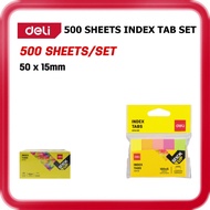 [ DELI ] (DS-A11402) Index Tab Set | 50 x 15mm | 500 Sheets | Page Marker Tabs