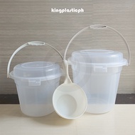Heavy Duty Transparent Pail / Timba With Cover and Dipper / Tabo