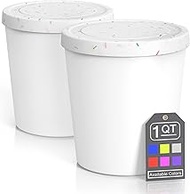 BALCI - Premium Ice Cream Containers (2 Pack - 1 Quart Each) Perfect Freezer Storage Tubs with Lids 