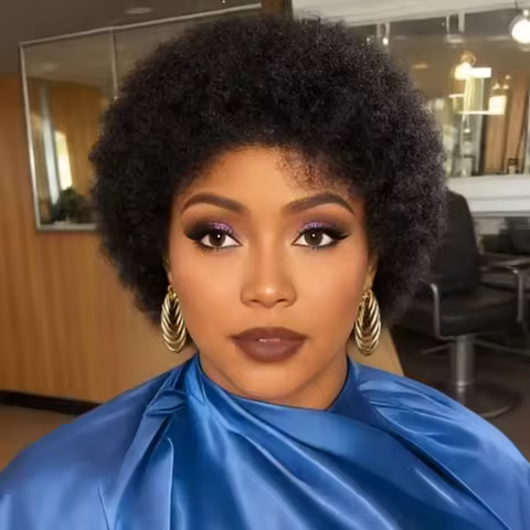 Short Afro Kinky Curly Wigs For Women Human Hair Brazilian Hair Full Machine Made 1B/2# Color