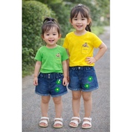 YK-35 Imported Girls' Hotpants Jeans Set Ages 2-5 Years