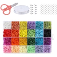 【MAO】-Seed Beads for Bracelets, 24 Colors 3mm Colored Small Glass Beads for Bracelets Jewelry Making Crafts 24000 Pcs