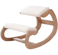 Ergonomic Kneeling Chair for Upright Posture - Rocking Chair Knee Stool for Home Office &amp; Meditation - Wood &amp; Linen Cushion - Relieving Back and Neck Pain &amp; Improving Posture (White Oak)