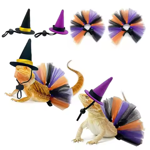 Funny Mini Pet Halloween Costume Comfortable Adjustable Hat Lizard Witch Costume Set Decorative Soft