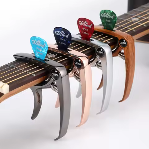 Miwayer Aluminum Alloy Guitar Capo Metal Guitar Tuner Picks Holder Professional Capo for Acoustic El