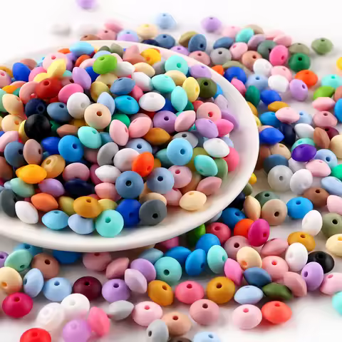 New 50pcs/lot Silicone Lentil Silicone Beads 12mm Jewelry Making Lentil Beads DIY Necklace Bracelets