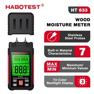 HABOTEST HT633 Wood Moisture Meter Pin Type Digital Moisture Detector Ambient Temperature Humidity w