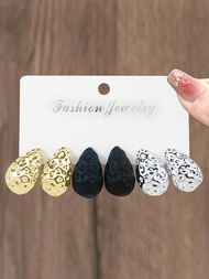 6 chiếc hoa tai hình giọt nước thanh lịch, được thiết kế dành cho phụ nữ, phụ kiện thời trang và san