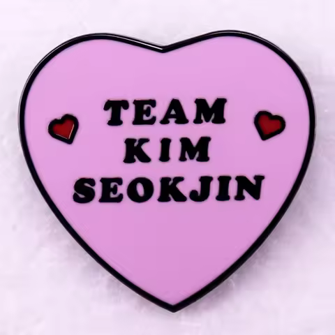 Team Kim Seokjin Enamel Pin Pink Heart Brooch Fans Gift Jewelry Accessorize Your Jacket Bag
