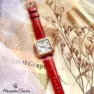 [Original] Alexandre Christie 2B18 BFLRGSLRE Elegance Multifunction Women Watch with White Dial Red Genuine Leather