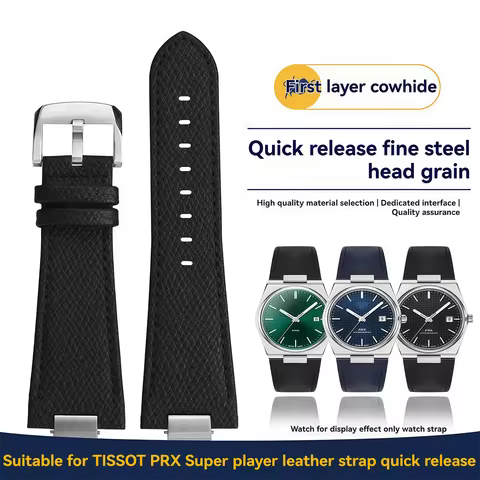 Quick release Calfskin Watch Strap For 1853 Tissot Prx Super Player T137.410.407 series Men cowhide 