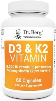 Dr Berg D3 &amp; K2 Vitamin (5,000 IU) - 60 capsules / 120 cap
