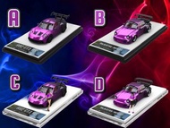 Time Micro TM 1:64合金模型！Chrome Purple-Black電鍍紫黑漸變，2款車型Aurora定制版預售中。992 GT3 RS / RWB964跑車，精装版含人偶+白色啞克力