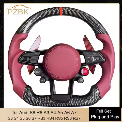 4 Start Button Carbon Car Steering Wheel for Audi S8 R8 A3 A4 A5 A6 A7 Q5 Q7 Q8 S3 S4 S5 S6 S7 RS3 R