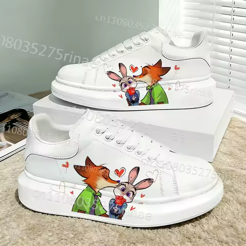Zootopia Judy Nick High Quality Couple Casual Shoes Boys Girls Waterproof Lace Up White Zapatos Niña