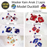 Masker Anak / Masker Kain Karakter Lucu/ Masker Anak 2 Lapis Model Duckbill Untuk Anak Laki-laki