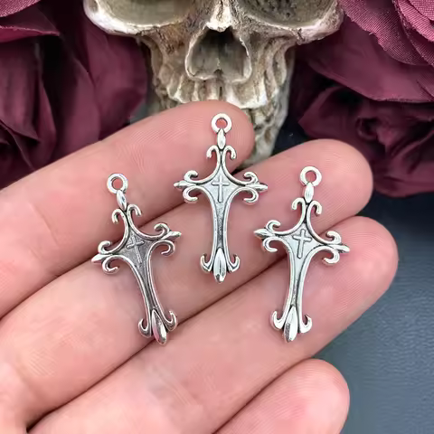 20pcs 37*17mm Gothic Fancy Cross Charms Pendant Designer Charms Fit Jewelry Making DIY Jewelry Findi