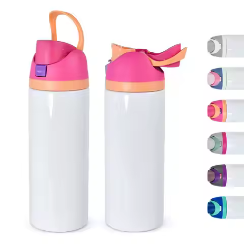 10pcs-50pcs 24oz Sublimation Sport Water Bottle With Handle Lids Stainless Steel Tumbler Travel Mug 