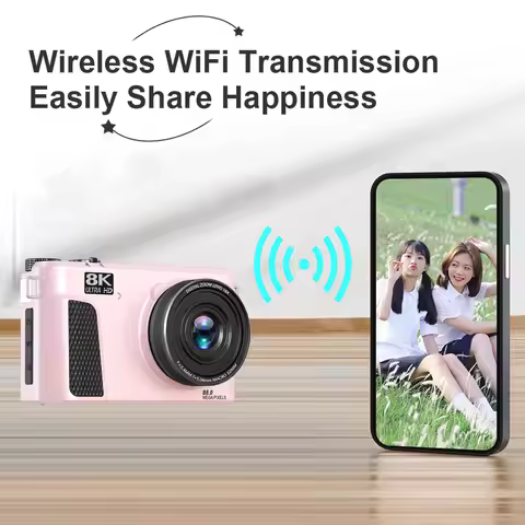 8K Digital Camera 88MP 18x Zoom Autofocus WiFi Travel Camera 3 Inch Flip Screen Multiple Filters Fil