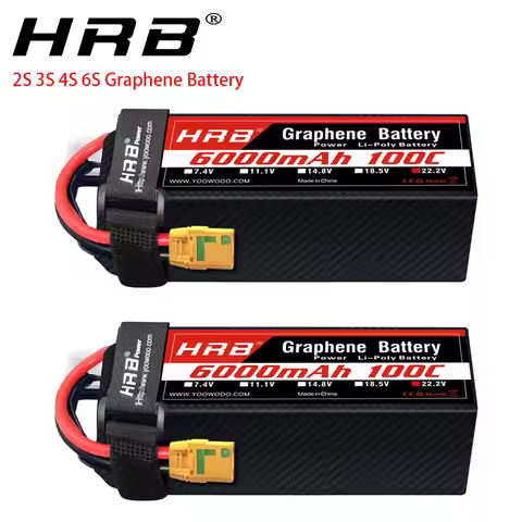 2PC HRB Graphene Battery 2S 3S 4S 6S RC Lipo Battery 11.1v 14.8v 22.2v 1300mah 1500mah 2200mah 4000m