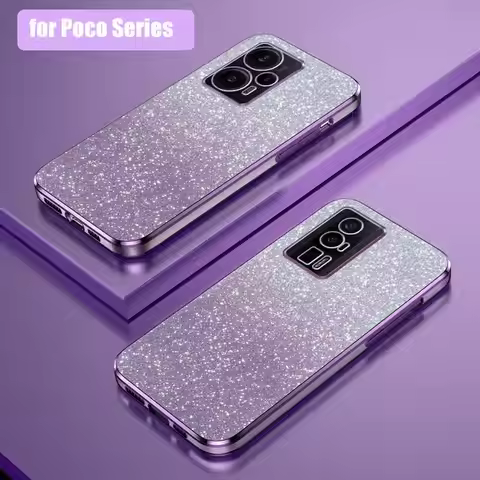 F5pro F 5 4 3 Luxury Glitter Gradient Plating Case For Xiaomi Mi Poco F5 Pro 5g Poko F3 F4 Women Sil