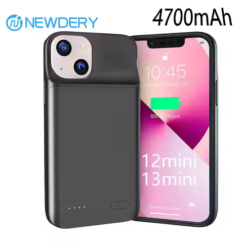 NEWDERY 4800mAh Slim Battery Charger Case for iPhone 13 12 Mini Portable Power Bank Extended Battery