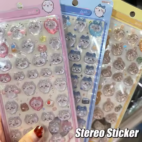 ちいかわ Cartoon 3D Relief Crystal Sticker Cute DIY Laptop Phone Case Sticker Hand Account Stationery St