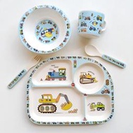 Metis 日本工程車兒童餐盤分格盤男女孩飛機嬰兒餐具寶寶吃飯輔食碗叉勺