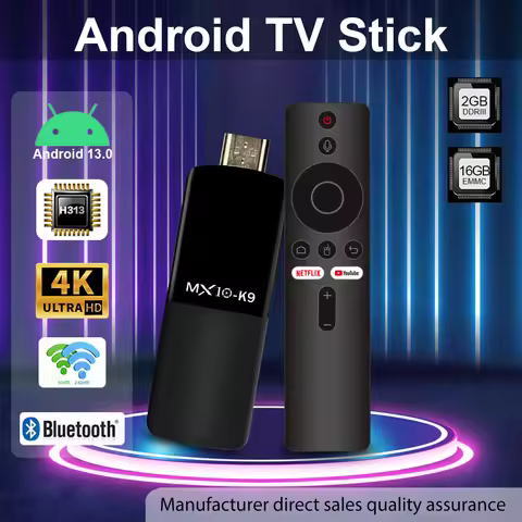 Smart TV Stick MX10 K9 plus Allwinner H313 2GB 16GB 2.4G 5G DUAL WIFI 6 Android 13 4k TV STICK with 
