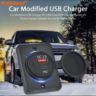 Kebidumei Car Charger 12V 24V QC3.0+18W PD Sockets USB Ports Auto Adapter Power Outlet Panel