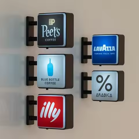World Classic Coffee Brands Light Sign Refrigerator Magnet Coffee Machine Decor Arabica Lavazza Illy