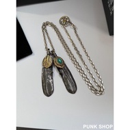 GOROS Necklace 925 Silver Turquoise Inlaid Feather Set Black Necklace 0325
