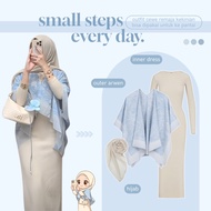 Elegant Women's Blue Style Outfit | Outer Arwen + Inner Dress + Hijab | For the Beach - AM153N