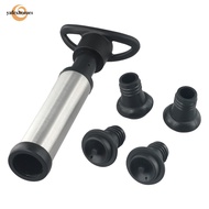 <YAFEXHM>  Wine Saver Pump With 4 x Vacuum Bottle Stoppers Stainless Steel New <SEPT>