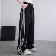 tracksuit woman tracksuit Design Niche Lace Striped Stitching High-Waist Sweatpants for Women - Slim