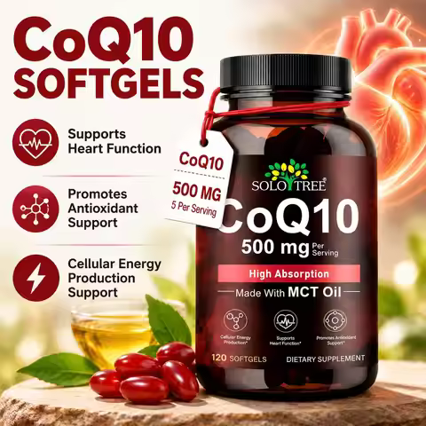 CoQ10 500 Mg Softgels High Absorption with MCT Oil Heart Cardiovascular Health Antioxidant Cellular 