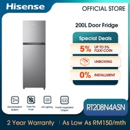 [FREE INSTALL] Hisense 2 Doors Non-Inverter (200L Refrigerator Fridge RT208N4ASN - Silver Metal