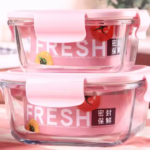 Glass Crisper 3pcs Lunch Box with Lid Bento Box Refrigerator Glass Bowl Preservation Bowl Food Conta