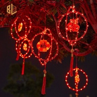 CNY 2024 Chinese Llessing ปลั๊กหลอดไฟ LED 8โหมดโคมไฟตกแต่งหน้าต่างสไตล์จีนโคมไฟแขวนวงกลมโคมไฟแขวนนอกบ้านเทศกาลโคมไฟไฟตกแต่งปีใหม่