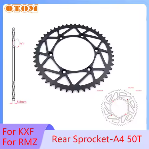 OTOM Motorcycle 50 Tooth Chain 520 Rear Sprocket Cog Hollow Lightweight 50T For KAWASAKI SUZUKI KX25