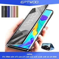 EPTWOO For OPPO F11 PRO A96 A76 A36 A54 A73 A16 A12 A3S A12E A5S A5 A9 2020 FIND X5 X5 PRO Phone Case Mirror Flip Cover Clear View Plating Leather Full Protection Kickstand Casing FCJM-01