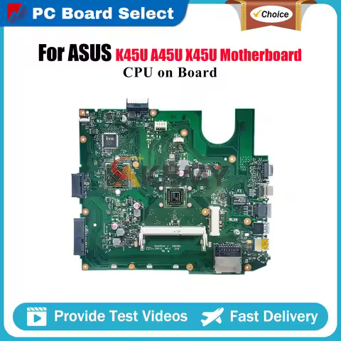 X45U Laptop Motherboard For ASUS VivoBook X45U X45U K45U A45U Notebook Mainboard With CPU 100% tests