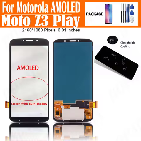 6.01" Original AMOLED For Motorola Moto Z3 Play z3play LCD Display With Burn-shadow Touch Screen Dig
