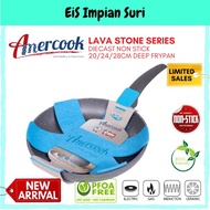 (Ready Stock) Amercook Lava Stone 20/24/28cm Non-Stick Induction Fry Pan Periuk Batu