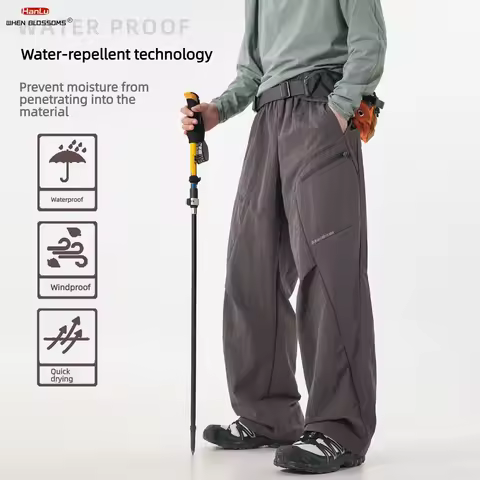 Men's 2026 Technical Cargo Pants Water-Resistant Hiking Trousers Straight Leg Multi-Pocket Outdoor W