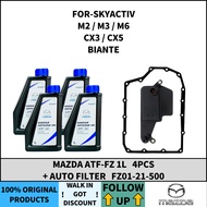 MAZDA ATF FZ (1L x 4 Bottle)+AUTO FILTER SET FZ01-21-500 FOR (Skyactiv) MAZDA 2/3/6/CX5/CX3/BIANTE