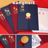 KANGNAI Award Certificate Holder, Gilding Process Paper Envelope Diploma Cover, Three-fold Page A4 E