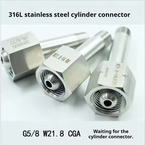 316L Stainless Steel Cylinder Adapter, Nitrogen Air Hydrogen Gas Tank Fitting, W21.8 G5/8 to NPT1/4 